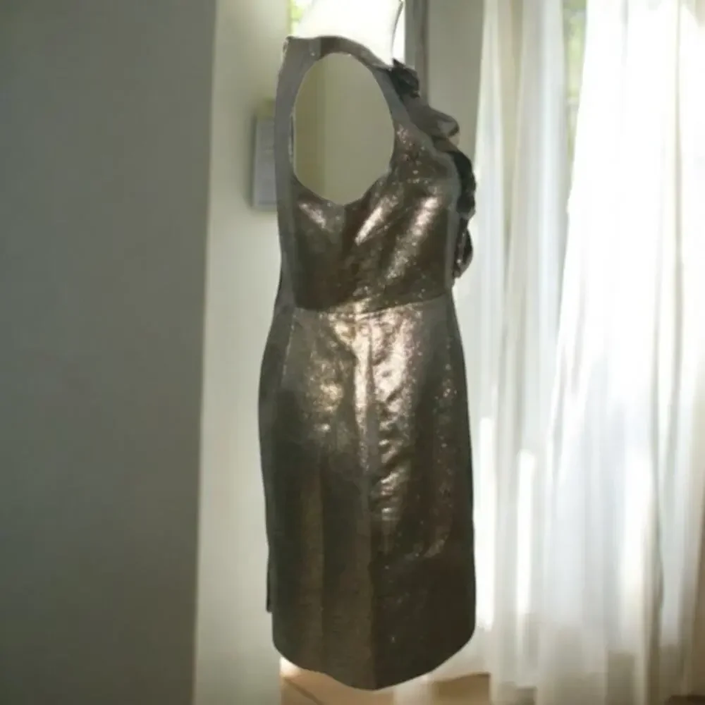 NWT - Kate Spade Gold Metallic Ruffle Vannie Dress Size: 8